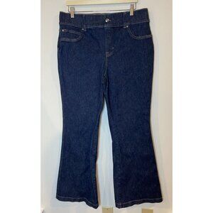 Spanx Everywhere High Rise Flare Jeans Pull On Dark Wash Size 1X Tall